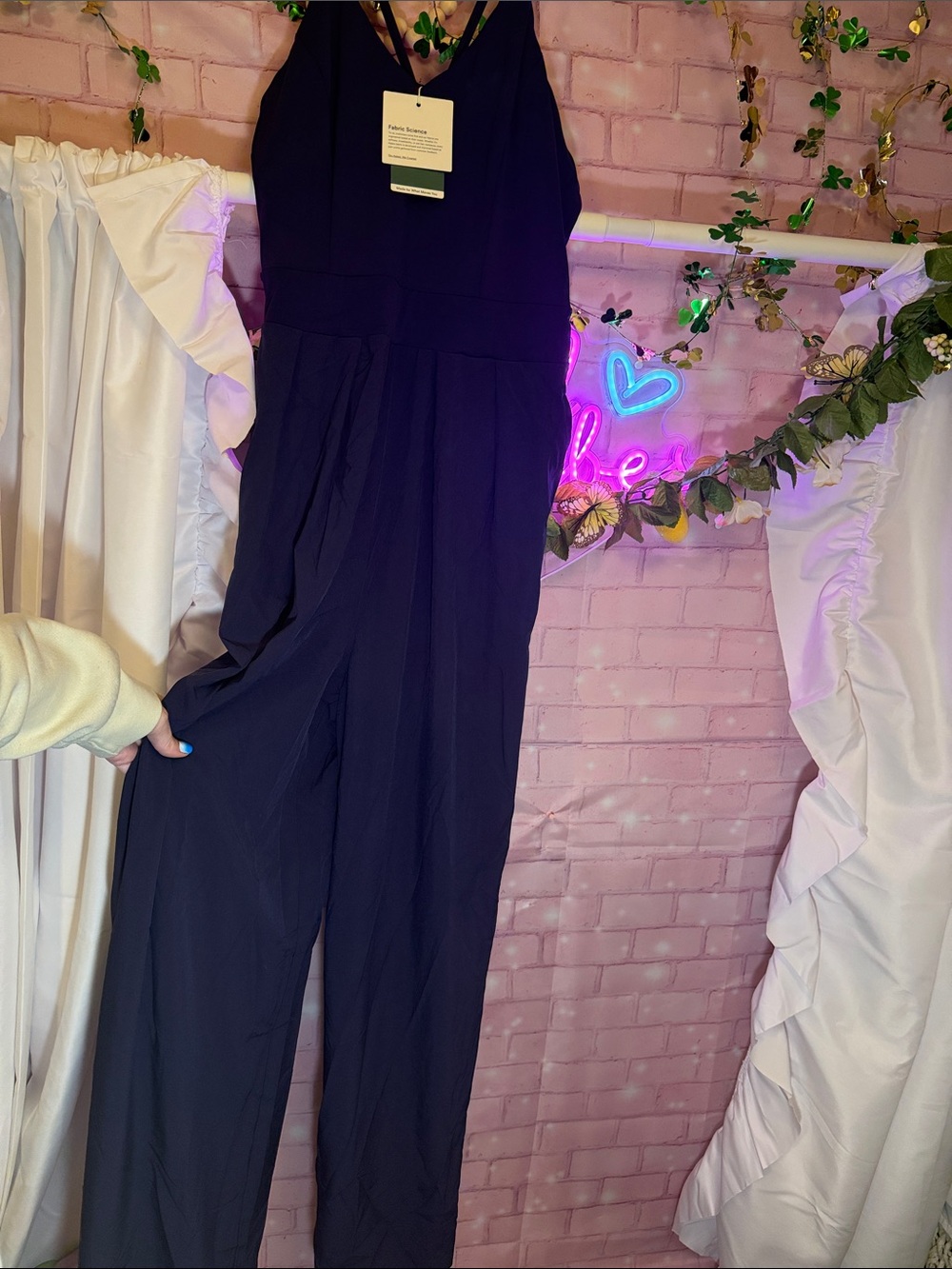 HALARA Black V-Neck Wide-Leg Jumpsuit